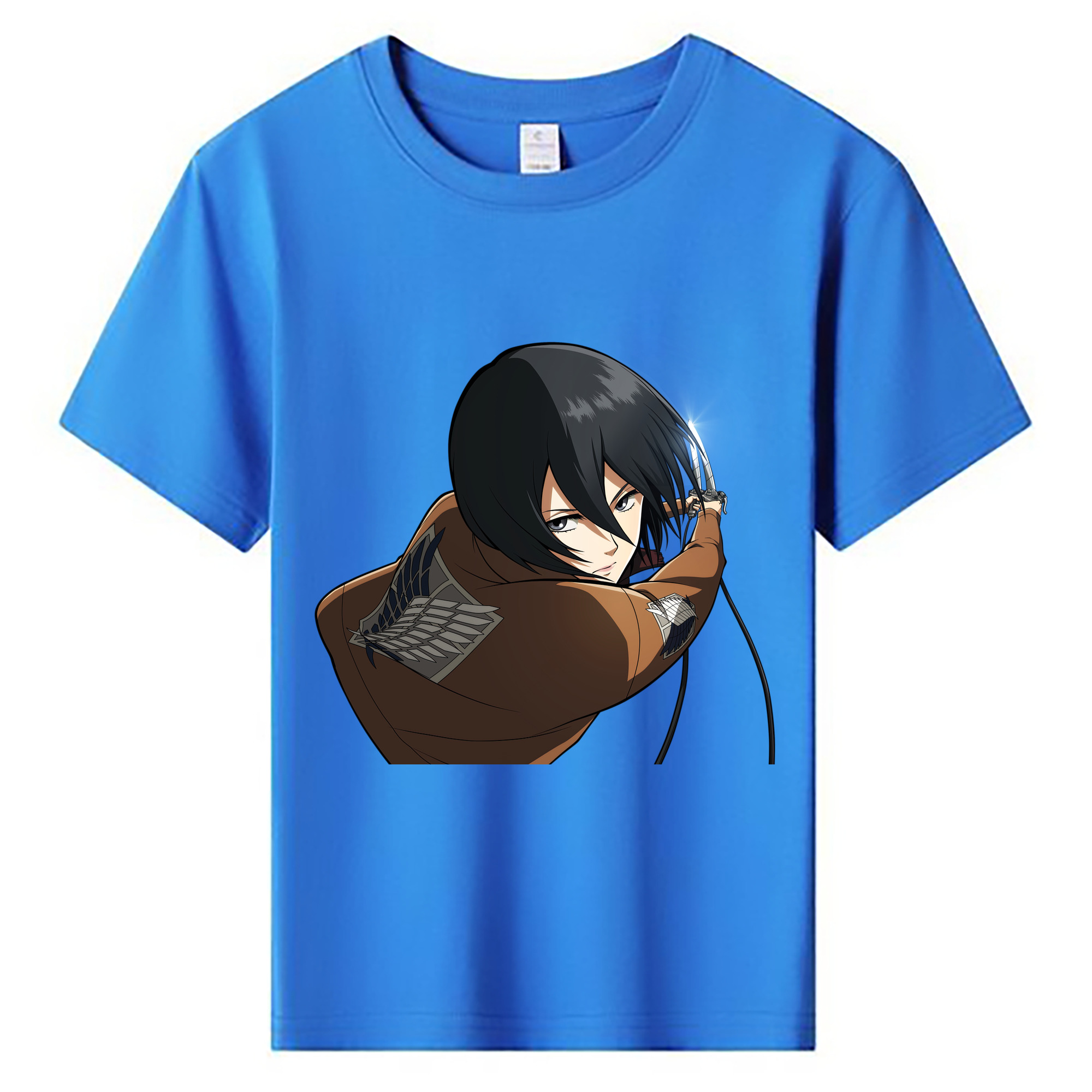 （画像用） 進撃の巨人 ミカサ·アッカーマン Attack on Titan Mikasa Ackerman 綿100％キッズTシャツ（フロントプリント）